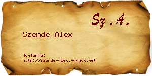 Szende Alex névjegykártya